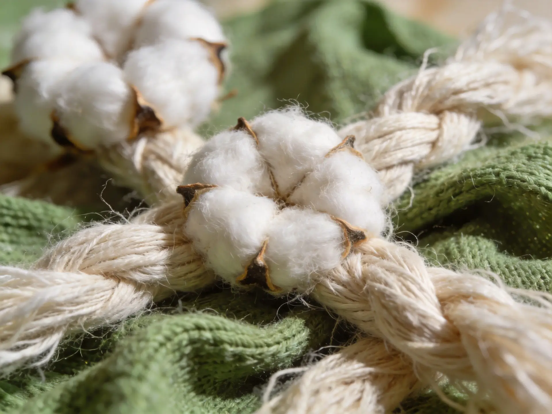 Organic cotton bolls and natural yarn — green raw materials